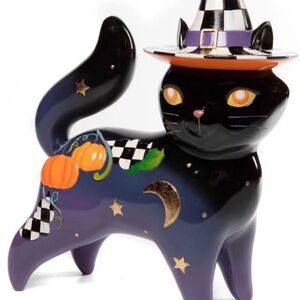 MacKenzie-Childs Black, Purple & Orange Halloween Cat Figurine
